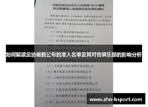 如何解读足协最新公布的准入名单及其对各俱乐部的影响分析